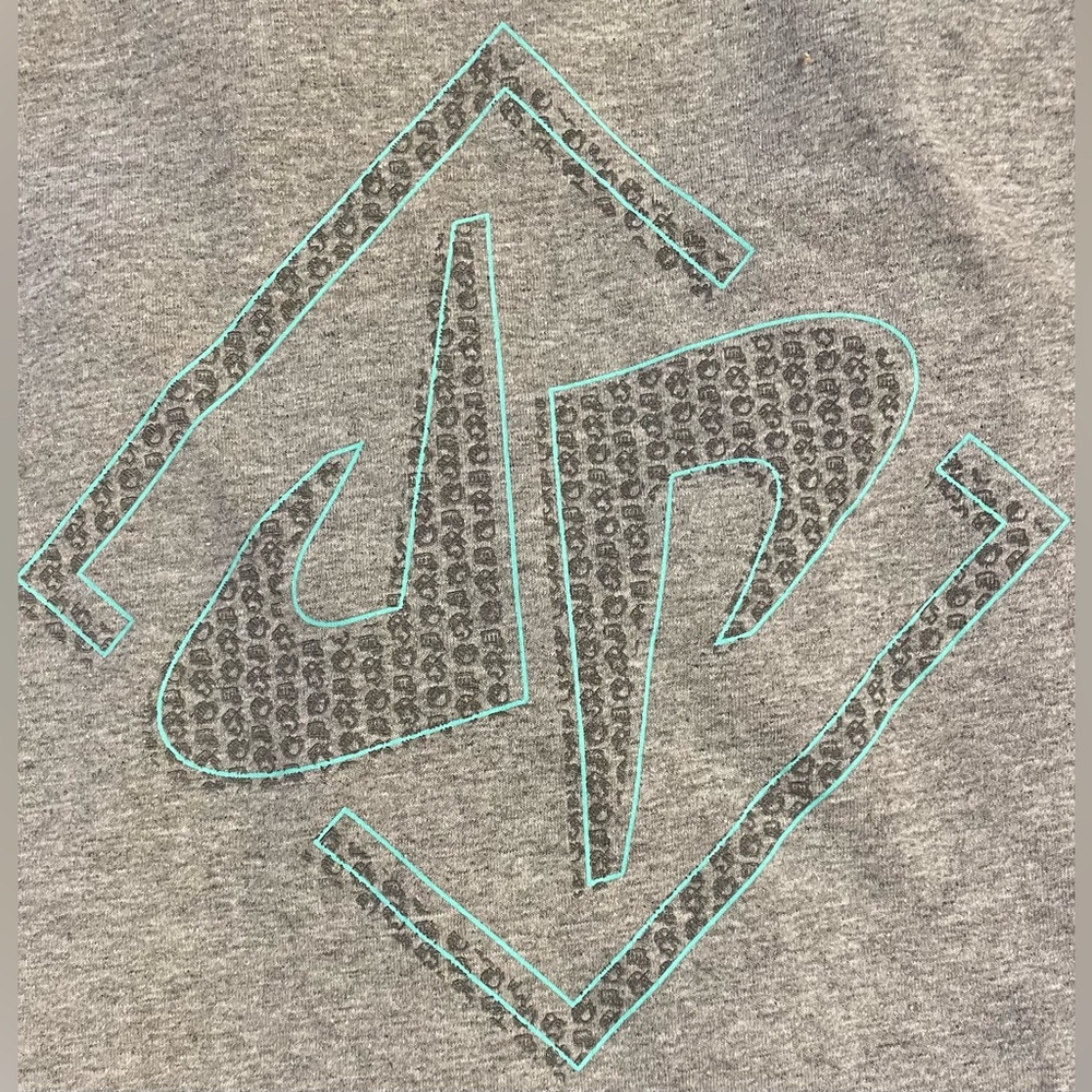 EUC Dude Perfect short sleeve Tee, size large, grey w/green around logo detail